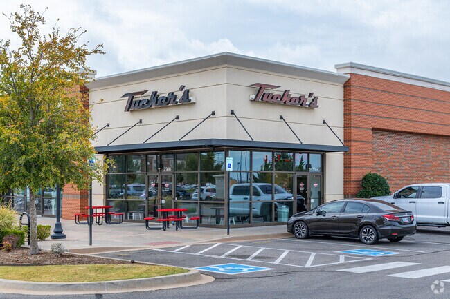 The charming exterior of Tucker's restaurant in Norman welcomes diners.