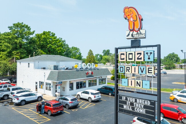Cozy Dog Drive In is a memorabilia-laden counter-serve diner.