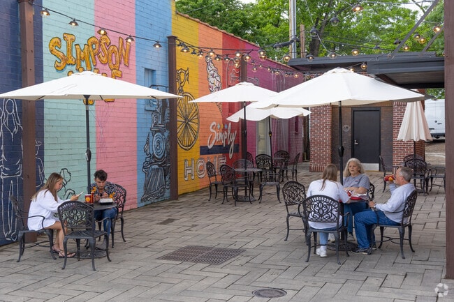 Colorful murals and sitting areas are part of Simpsonville's main street USA feel.