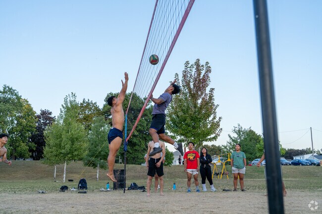 Liberty Park's volleyball courts offer a dynamic spot for competitive play.