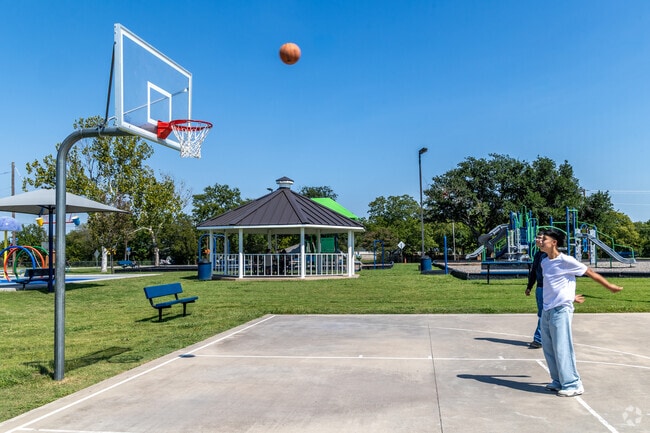 The basketball court at Josephine Park is popular for shooting hoops.