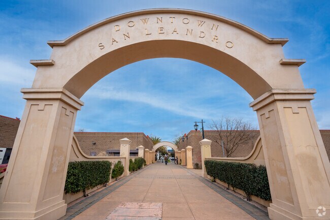 Discovering Downtown San Leandro's vibrant charm beneath the iconic arch.