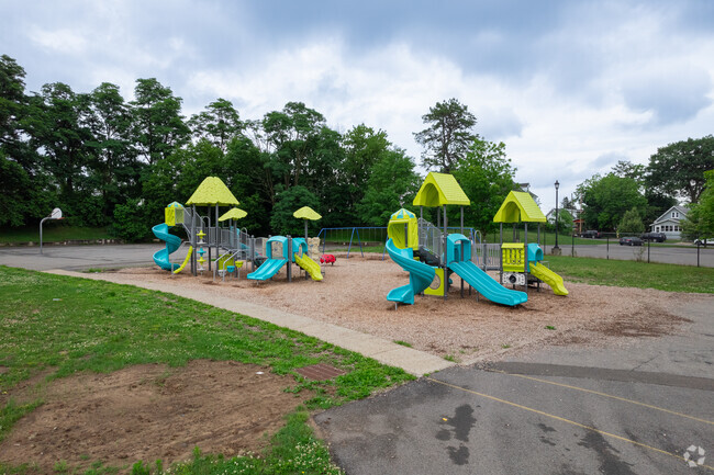 Van Corlaer School features two jungle gyms for students to enjoy.