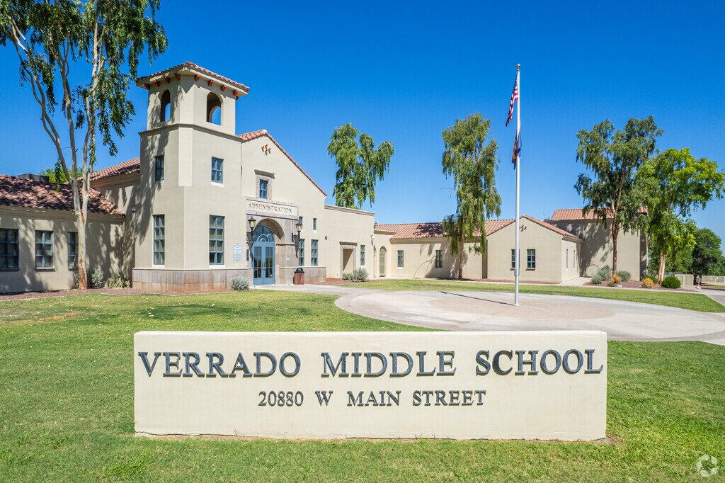 The welcoming monument sign greets visitors at Verrado Middle School in Buckeye.