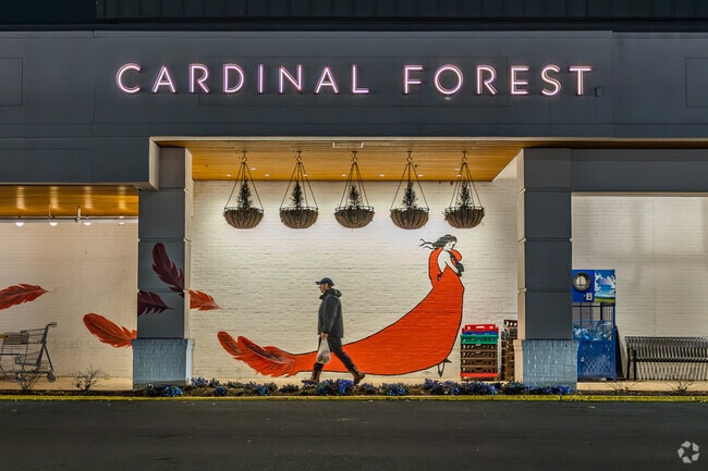 West Springfield shopping center offers an illuminated charm as a backdrop to evening errands for Newington Forest residents.