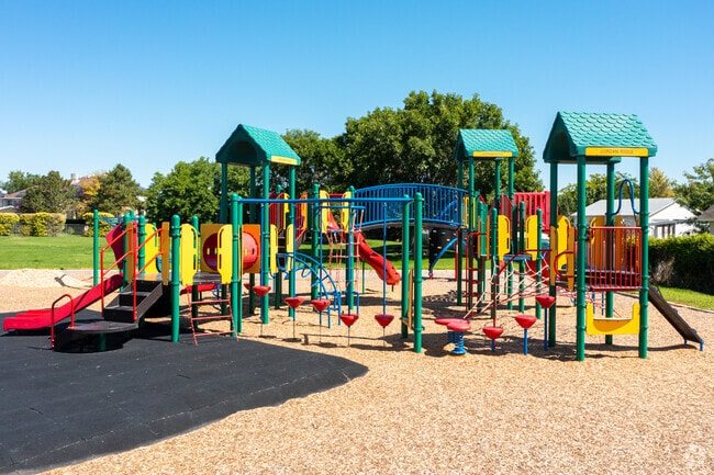 The primary color-hued playground makes for a fun recess at Jordan Ridge School in South Jordan.