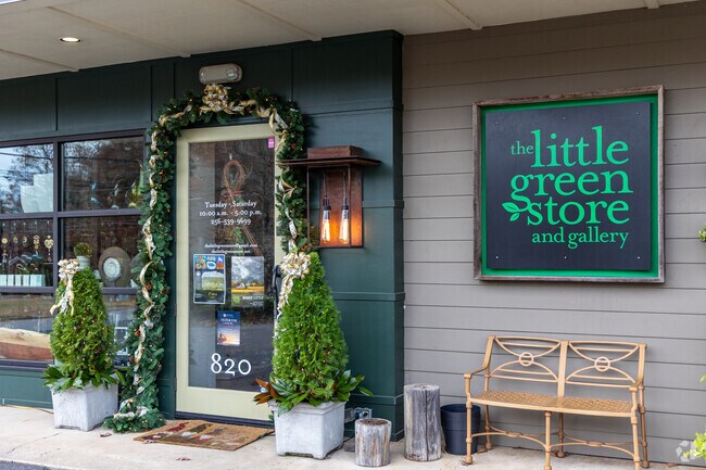 The Little Green Store and Gallery sits at the center of Monte Sano Village.
