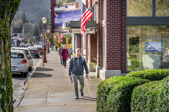 Front Street in Newport is bustling with activity all day long.