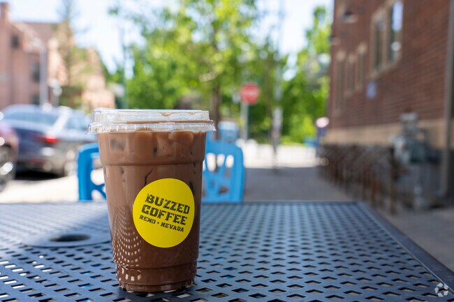 Enjoy a morning coffee on the patio from Buzzed Coffee located in West University.