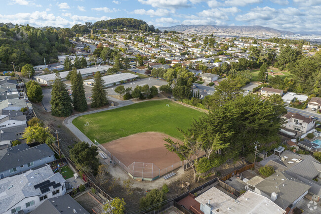 Meadows Elementary School has a large green space for play and games.