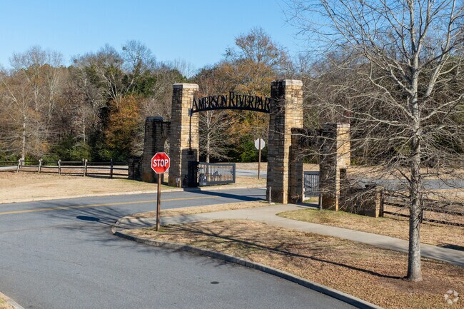 Amerson River Park boasts a stone crafts welcome arch.