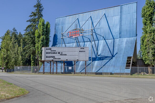 Rodeo Drive-In Theatre opened in 1949, offers 1st-run films on 3 screens during summer in Gorst.