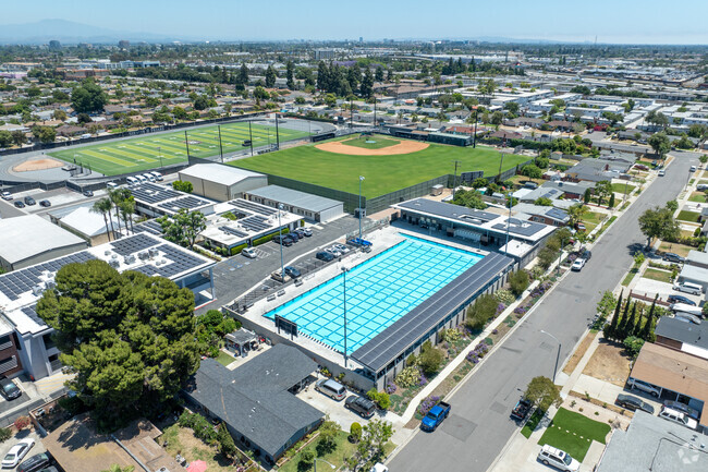 Aerial view of the Servite High School.