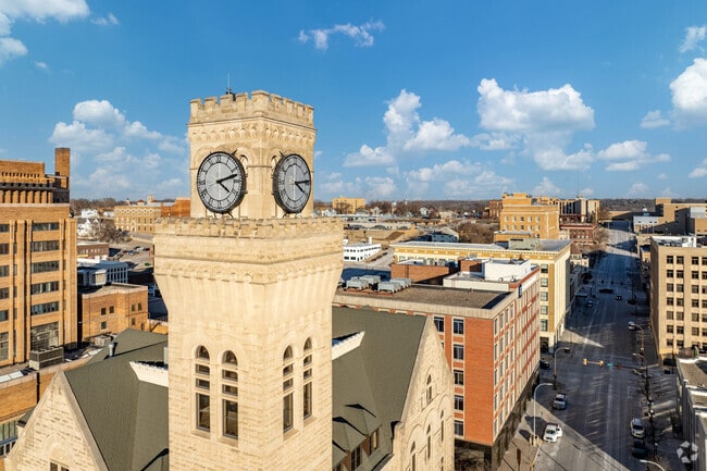 Sioux City City Hall's clock tower is a focal point of the Sioux City skyline.