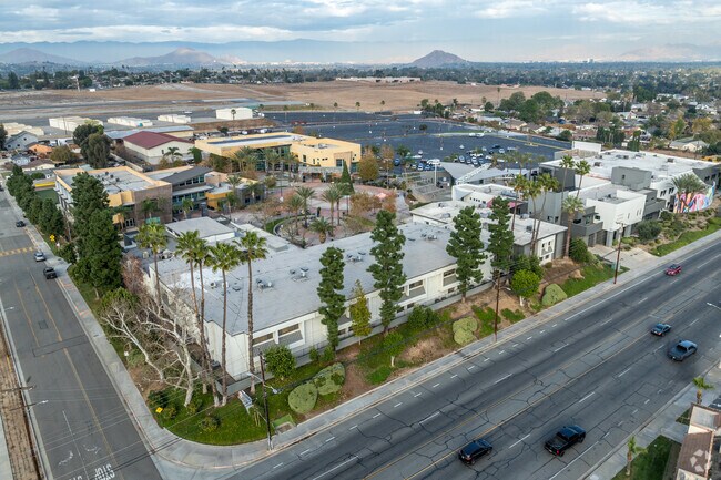 Harvest Christian School offers a sprawling campus when viewed from above.