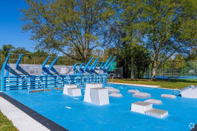 Workout at the fitness area in Swiss Valley Park.