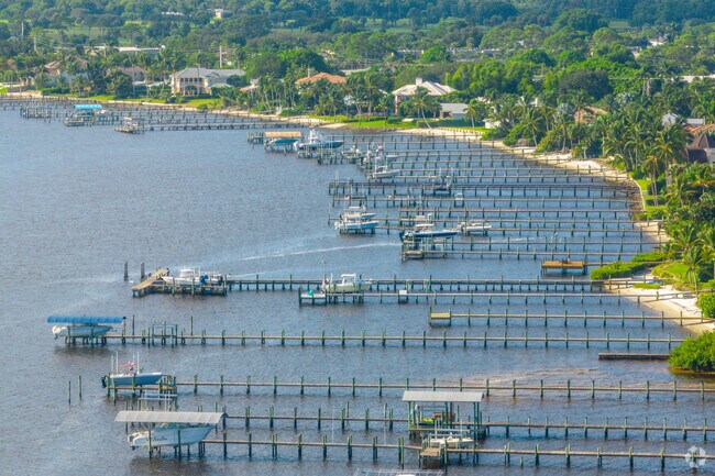 Many riverfront homes have docks to store their boats.