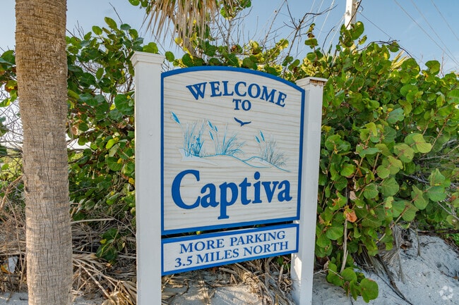 A welcome to Captiva sign can be found upon entering North Captiva Island.