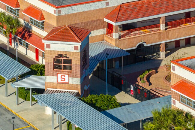 Seabreeze High School, home of the Sandcrabs, serves grades 9-12.
