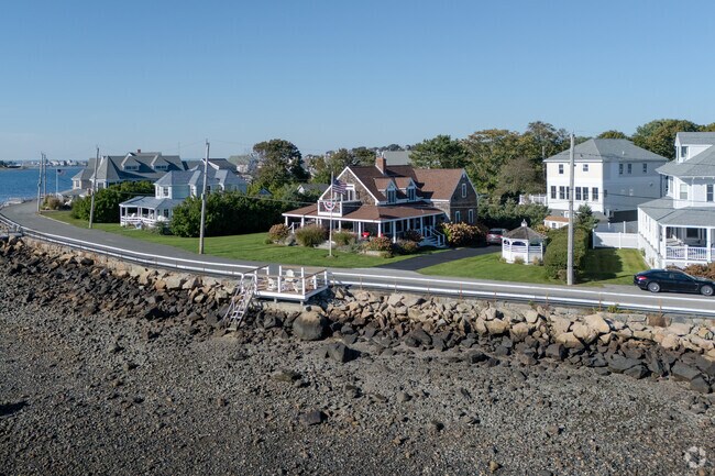 Homes line the shoreline in The Alphabets neighborhood.
