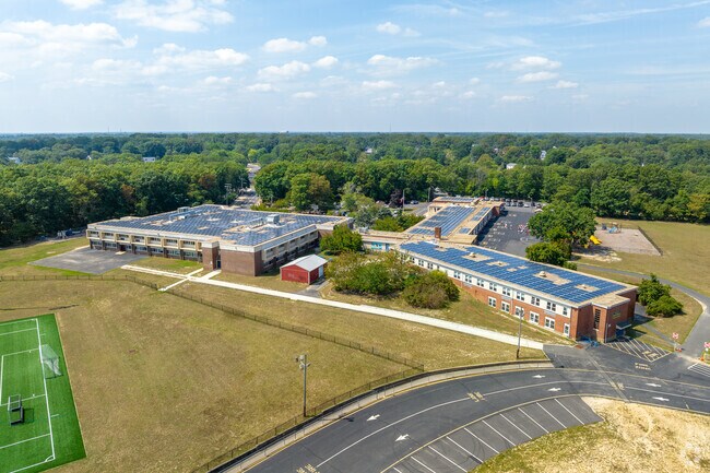 East Dover Elementary School is surrounded by greenery and tress in Toms River, N.J.