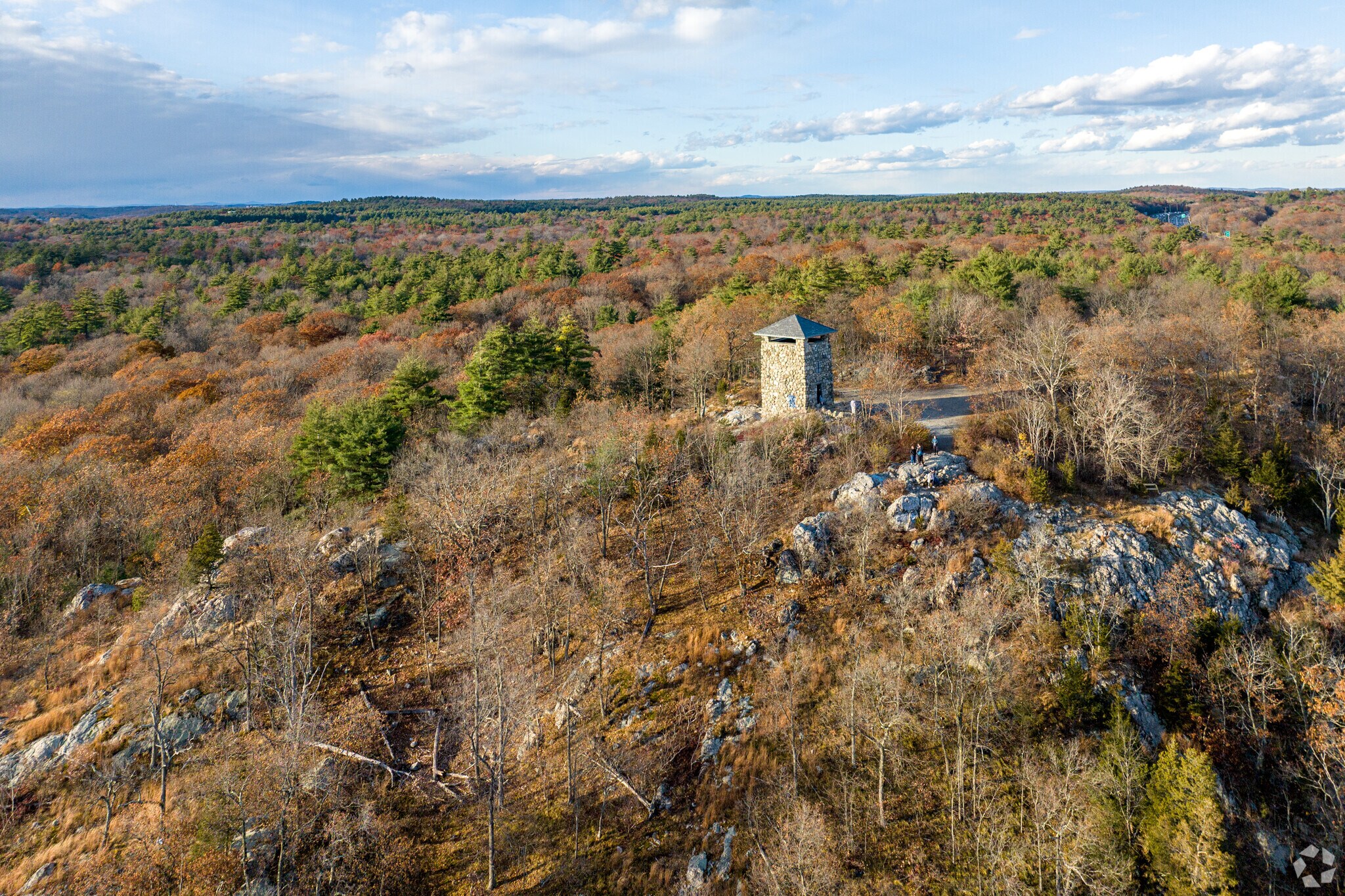 For a great view of the Boston Skyline visit Wrights Tower in the Middlesex Fells Reservation.