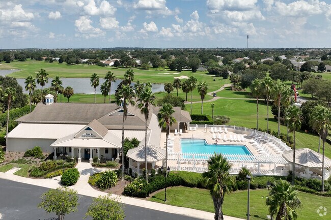 A beautiful aerial view of the Allamanda Recreation Center in the Villages.