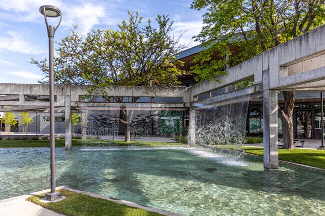 Utah Valley University, located in Sunset Heights offers space with waterfalls for all to enjoy.