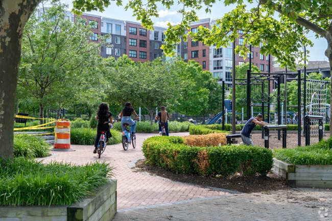 There are many waterfront biking and walking paths in Weehawken.