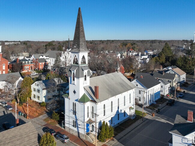 Downtown Saco is home to several historic churches, adding to its unique character.