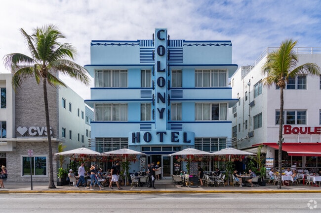 The Colony Hotel is probably to most iconic of the Art Deco buildings in Lummus Park