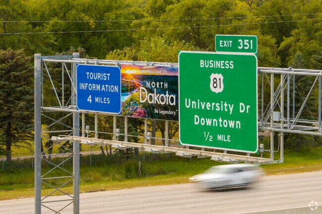 The "Be Legendary" sign welcoming riders into North Dakota by Lewis and Clark.