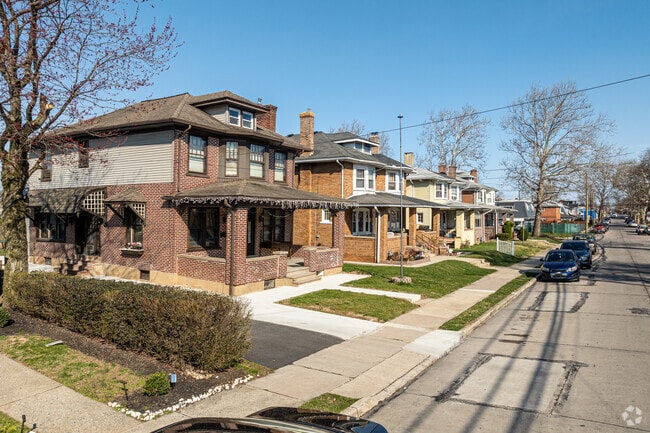 Brick Foursquare homes are a common sight along residential streets in Rittersville.