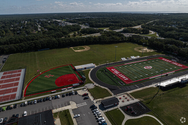 Aerial of the field facing south east