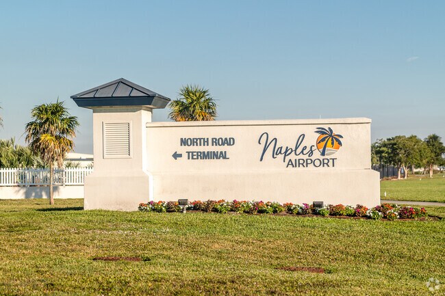 The Naples Airport is just down the street from the Pelican Strand neighborhood.