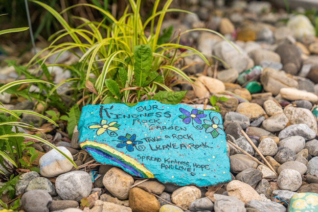 Kindness rock garden at Lake Hiawatha School.