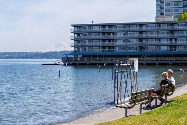 Locals can take in the beautiful view of Lake Washington at the Madison Park Beach.