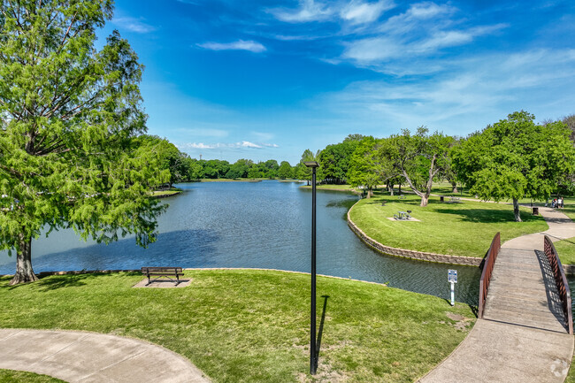 Take a nice walk along the paved paths around the lake at Towne Lake Park in McKinney.
