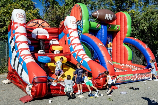 Bounce houses are set up for the kids at the Seaford Fall Festival.