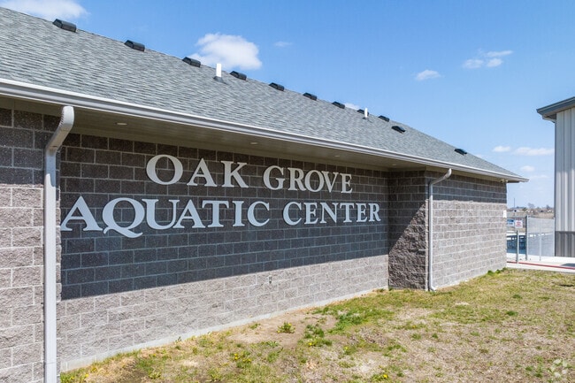 Bent Oak Park Aquatic Center building signage.