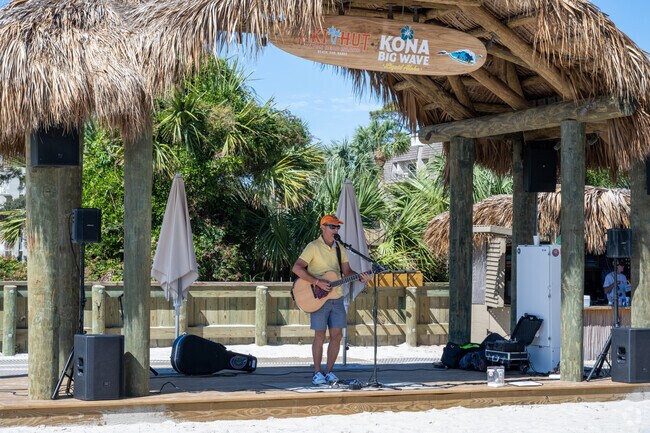 You can enjoy live music throughout the day at the Tiki Bar in North Forest Beach.