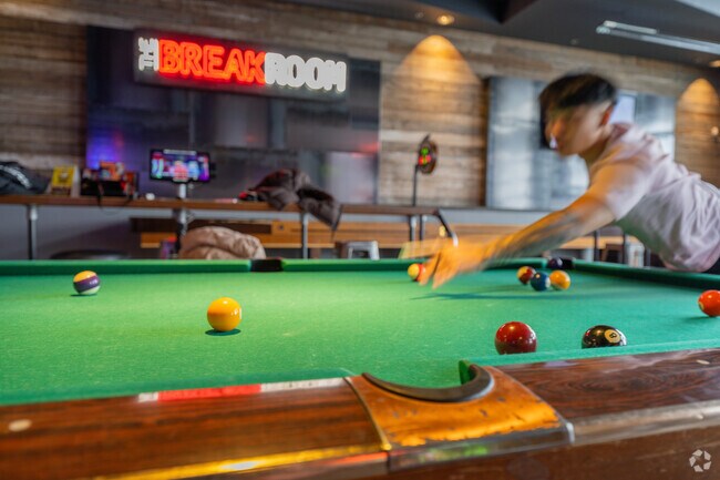 The Breakroom has pool tables five minutes from Thorndyke.