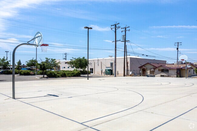 A basketball court at Community Day School in Sanger.