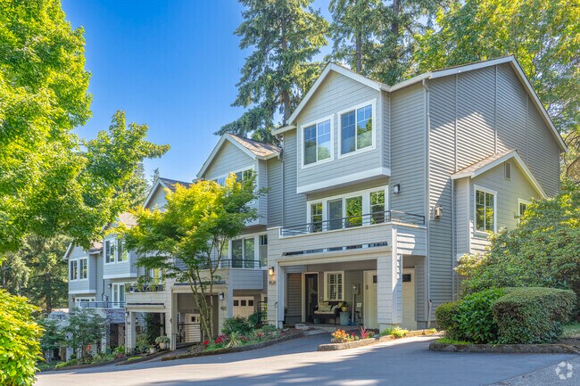 A row of modern townhomes in the Bryant neighborhood.