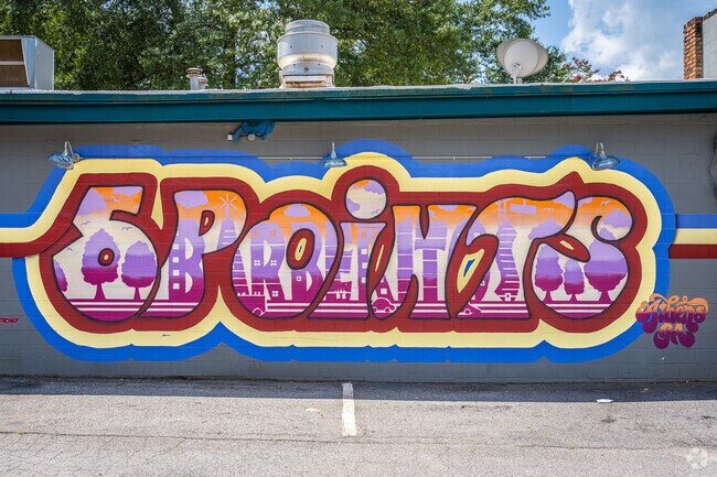 You will find several murals throughout Five Points showcasing local artists.