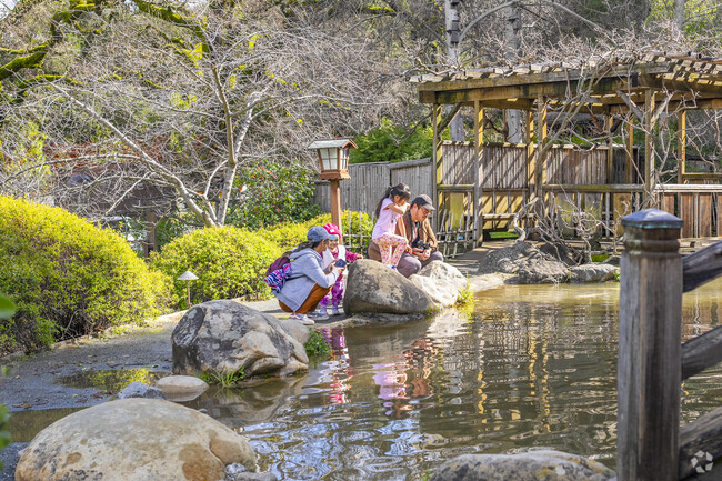 The Hakone Estate and Gardens touch the Japanese culture with its' koi fish ponds and bamboo trees.