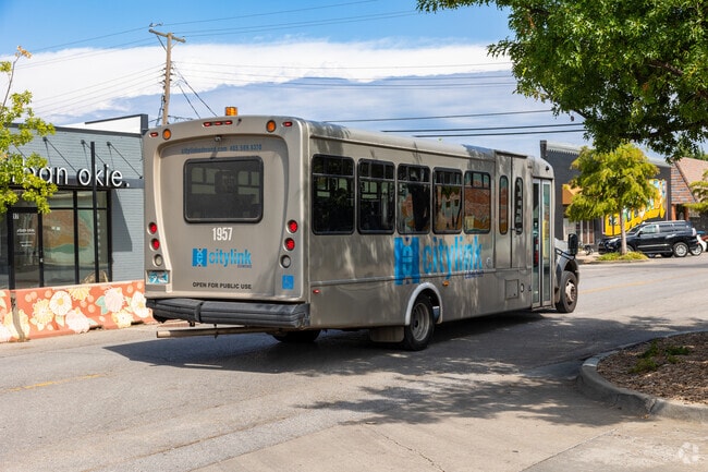 Locals can hop on a city bus in Brookhaven North to take them around the community.