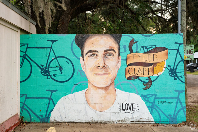 A vibrant mural pays tribute to Sweet Pea Cafe's former GM, beloved by many of West Midtown.