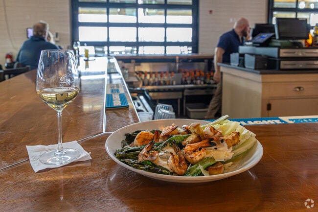 The caesar salad at Marina Grill in Belmar comes with blackened fresh caught shrimp.