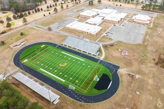 An aerial view of Petersburg High School.